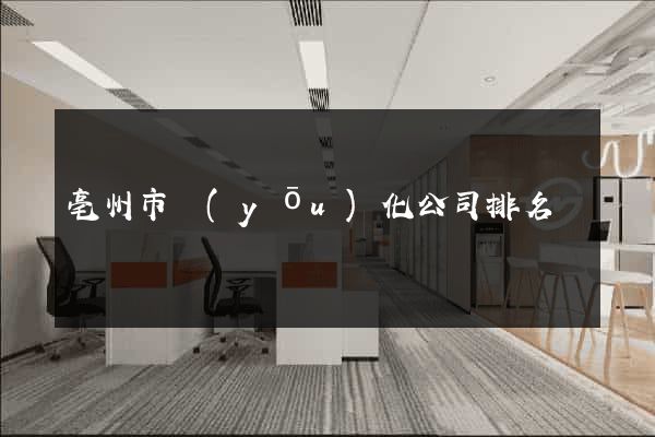 亳州市優(yōu)化公司排名