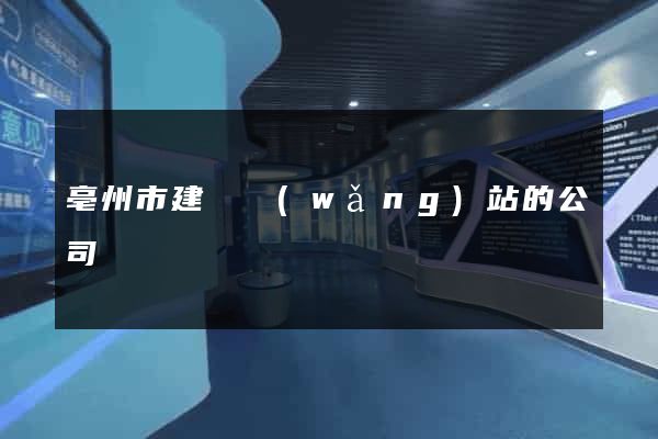 亳州市建設網(wǎng)站的公司