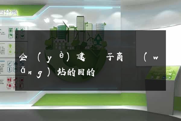 企業(yè)建設電子商務網(wǎng)站的目的