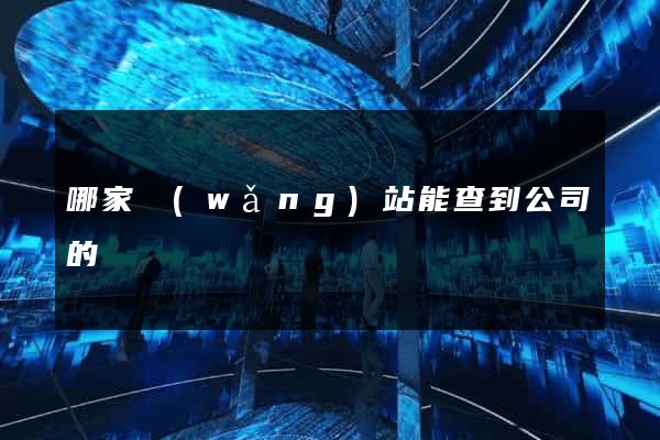 哪家網(wǎng)站能查到公司的