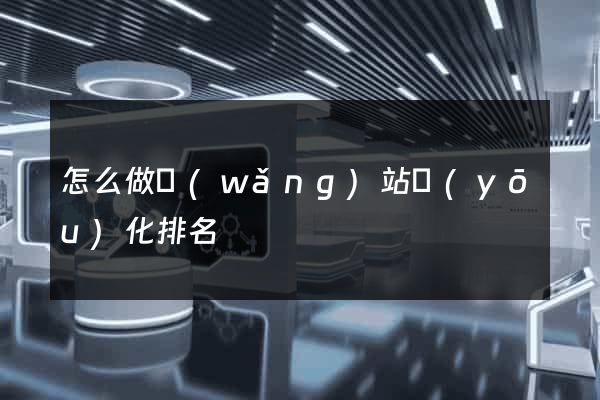 怎么做網(wǎng)站優(yōu)化排名