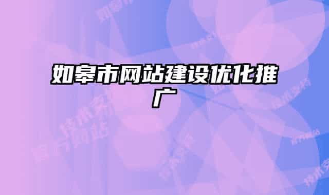 如皋市網(wǎng)站建設優(yōu)化推廣