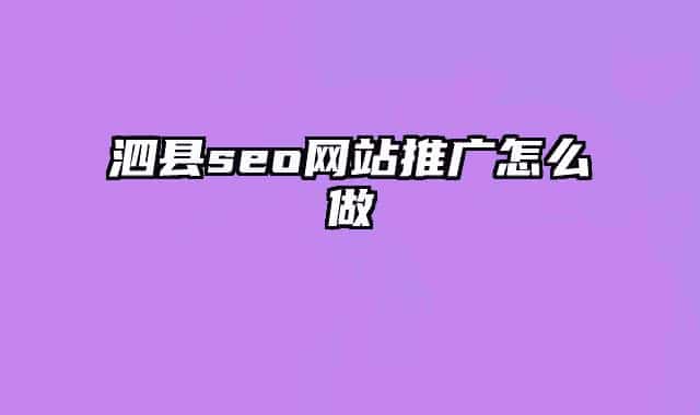 泗縣seo網(wǎng)站推廣怎么做