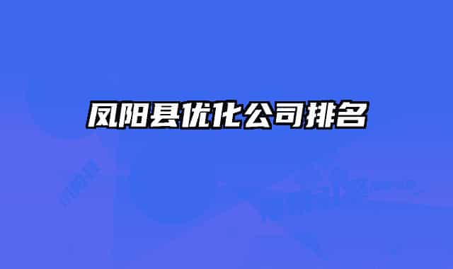 鳳陽(yáng)縣優(yōu)化公司排名