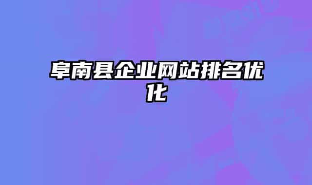 阜南縣企業(yè)網站排名優(yōu)化